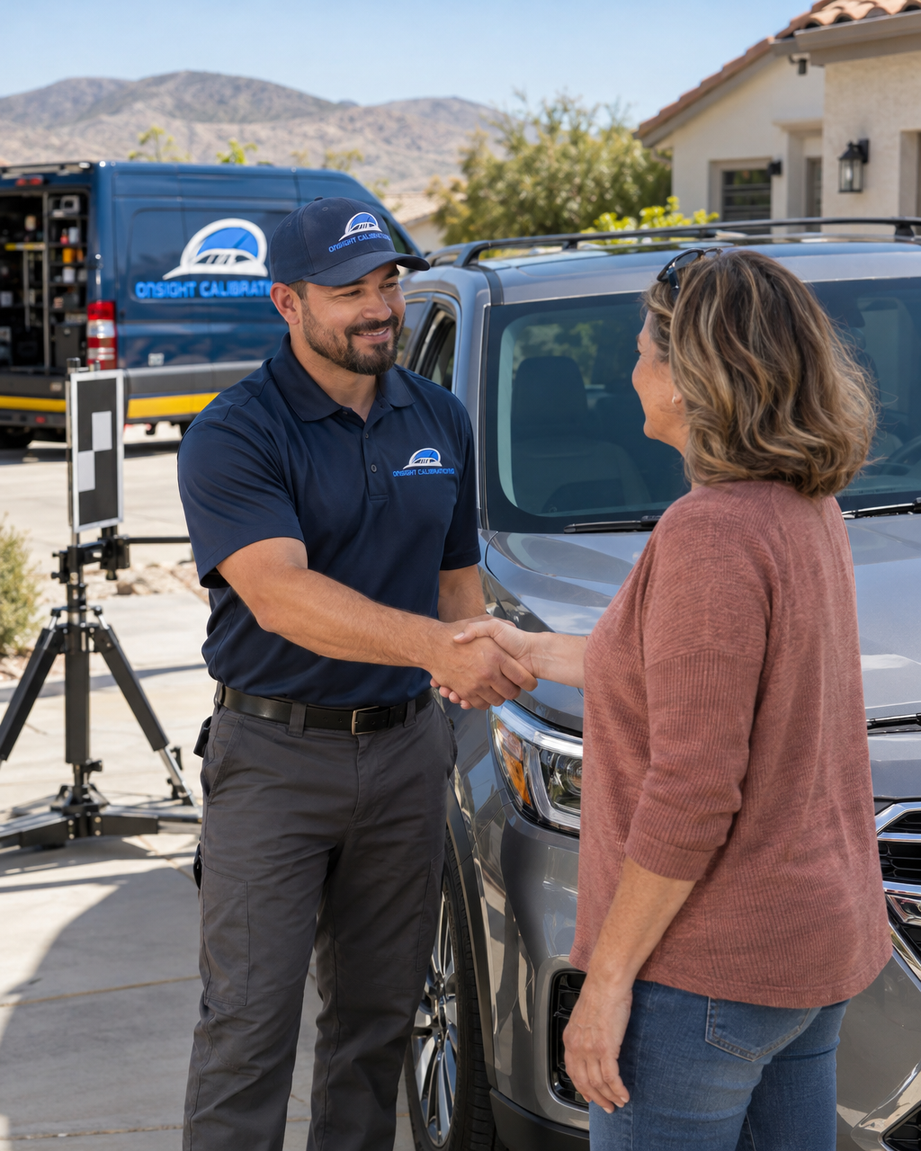 Onsight technician greeting a customer
