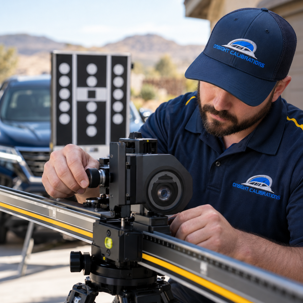 Onsight technician adjusting calibration equipment